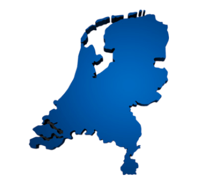 3D kaart van Nederland met werkgebied